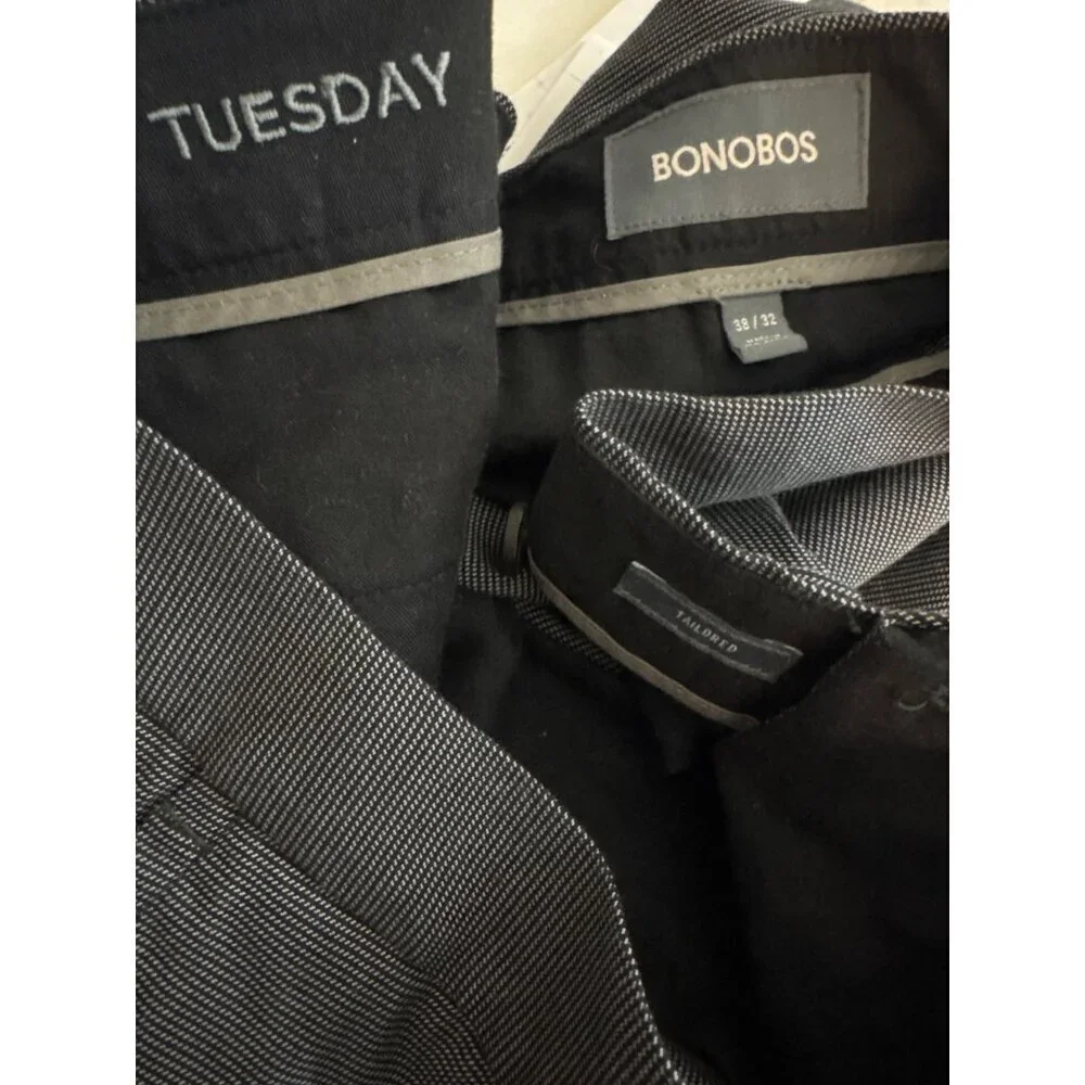 Bonobos Mens Gray Slim-Fit Tuesday Dress Pants 38/32